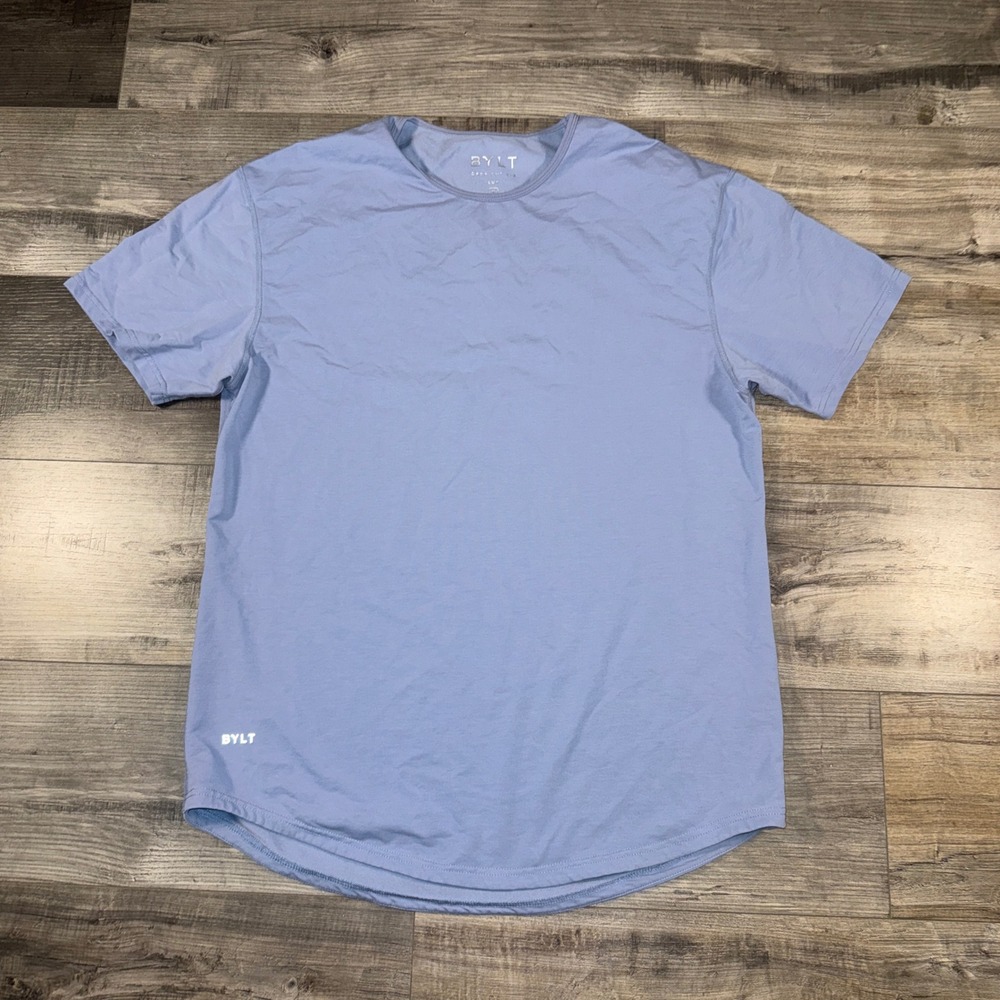 BYLT Drop Cut Lux T Shirt Mens XL Blue Short Sleeve Stretch Athletic Tee